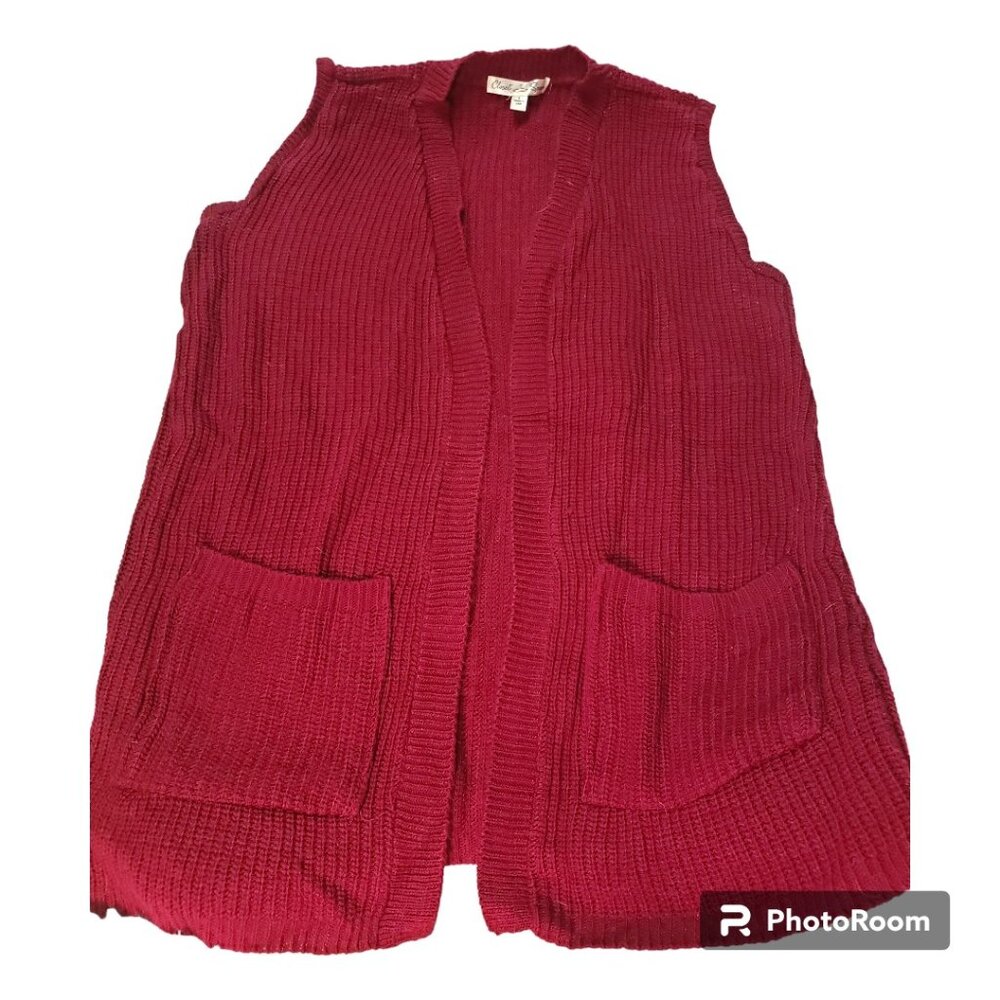 Burgundy cardigan vest